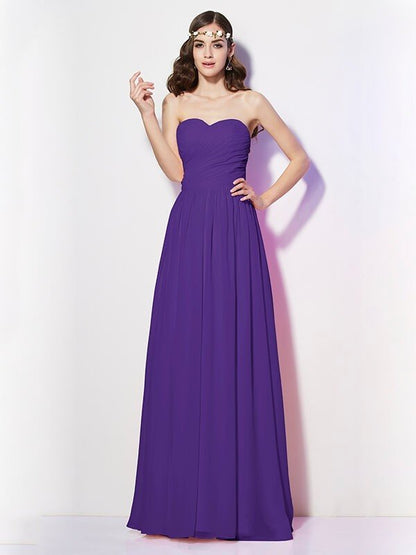 Gorgeous Sweetheart Sleeveless Long Pleats Chiffon Bridesmaid Dresses