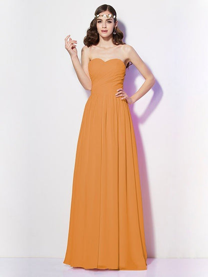 Gorgeous Sweetheart Sleeveless Long Pleats Chiffon Bridesmaid Dresses