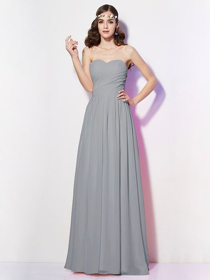 Gorgeous Sweetheart Sleeveless Long Pleats Chiffon Bridesmaid Dresses