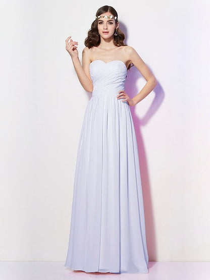 Gorgeous Sweetheart Sleeveless Long Pleats Chiffon Bridesmaid Dresses