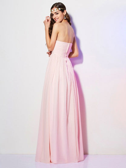 Gorgeous Sweetheart Sleeveless Long Pleats Chiffon Bridesmaid Dresses