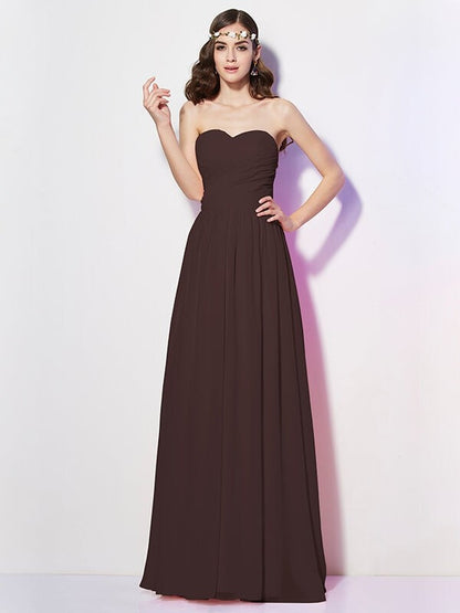 Gorgeous Sweetheart Sleeveless Long Pleats Chiffon Bridesmaid Dresses