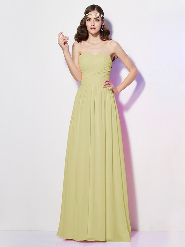 Gorgeous Sweetheart Sleeveless Long Pleats Chiffon Bridesmaid Dresses