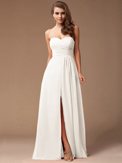 Gorgeous Sweetheart Sleeveless Long Ruffles Chiffon Bridesmaid Dresses