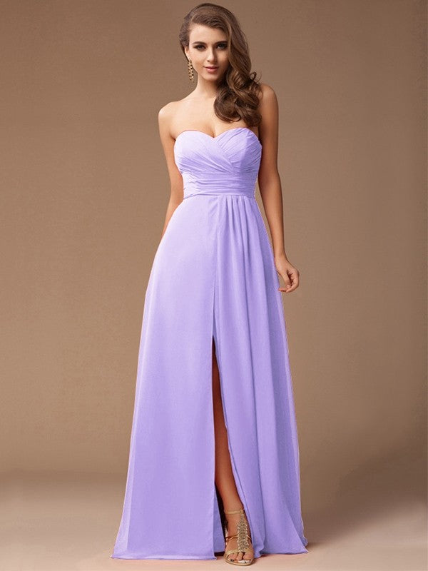 Gorgeous Sweetheart Sleeveless Long Ruffles Chiffon Bridesmaid Dresses