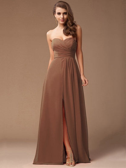 Gorgeous Sweetheart Sleeveless Long Ruffles Chiffon Bridesmaid Dresses