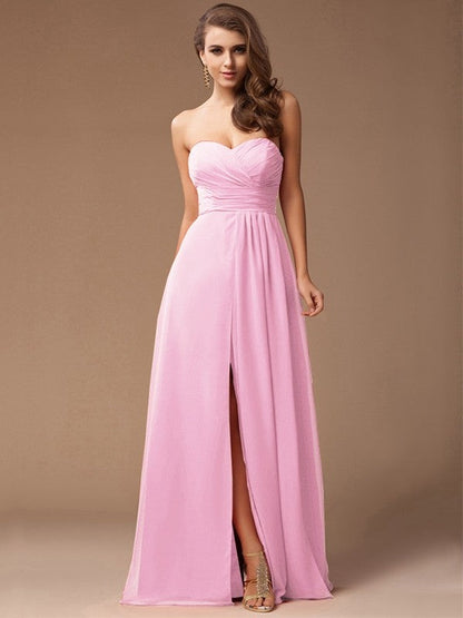 Gorgeous Sweetheart Sleeveless Long Ruffles Chiffon Bridesmaid Dresses