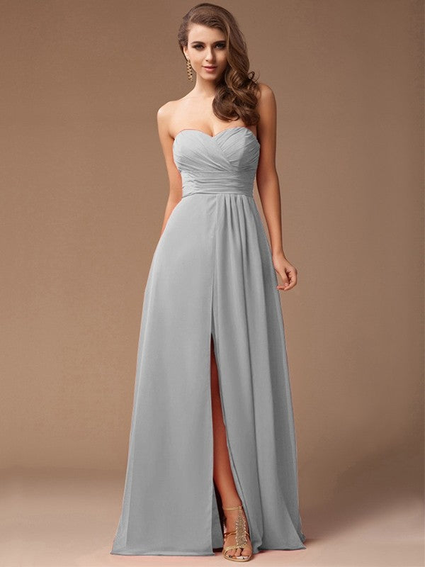 Gorgeous Sweetheart Sleeveless Long Ruffles Chiffon Bridesmaid Dresses