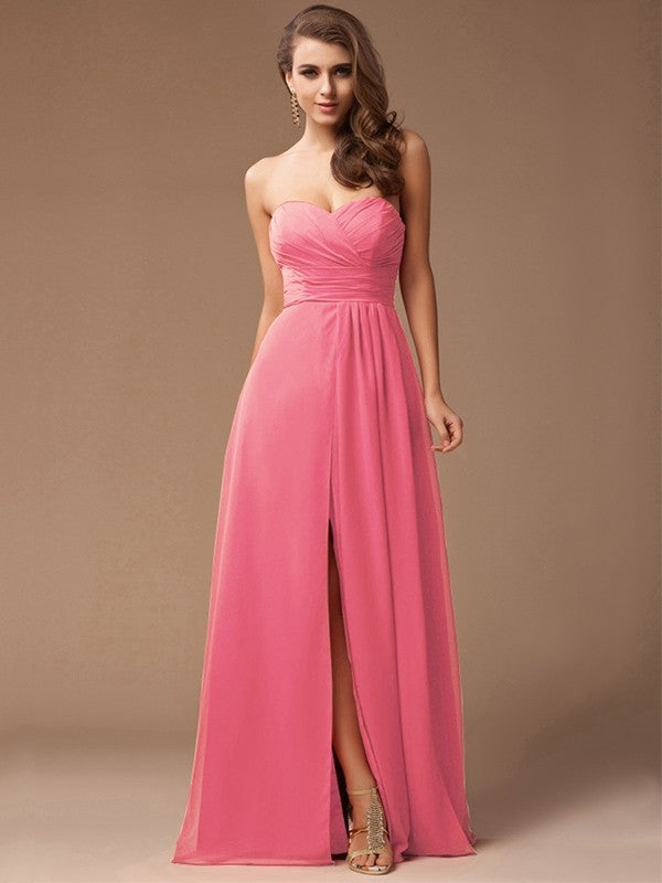 Gorgeous Sweetheart Sleeveless Long Ruffles Chiffon Bridesmaid Dresses