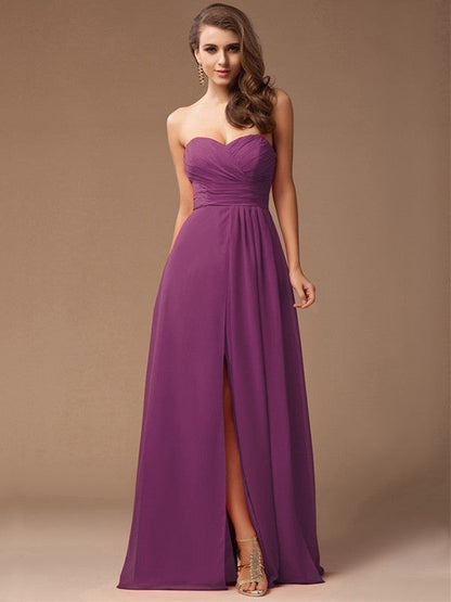 Gorgeous Sweetheart Sleeveless Long Ruffles Chiffon Bridesmaid Dresses