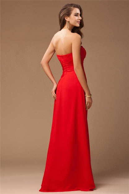 Gorgeous Sweetheart Sleeveless Long Ruffles Chiffon Bridesmaid Dresses