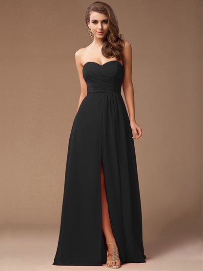 Gorgeous Sweetheart Sleeveless Long Ruffles Chiffon Bridesmaid Dresses