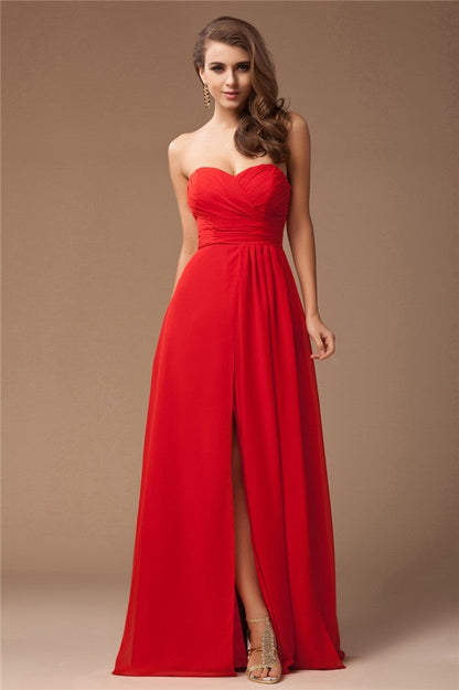 Gorgeous Sweetheart Sleeveless Long Ruffles Chiffon Bridesmaid Dresses