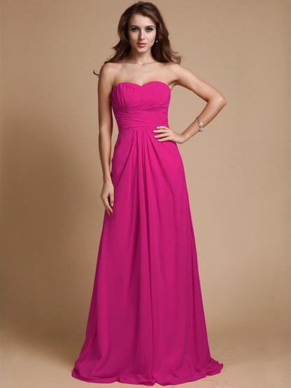 Gorgeous Sweetheart Sleeveless Ruffles Chiffon Long Bridesmaid Dresses