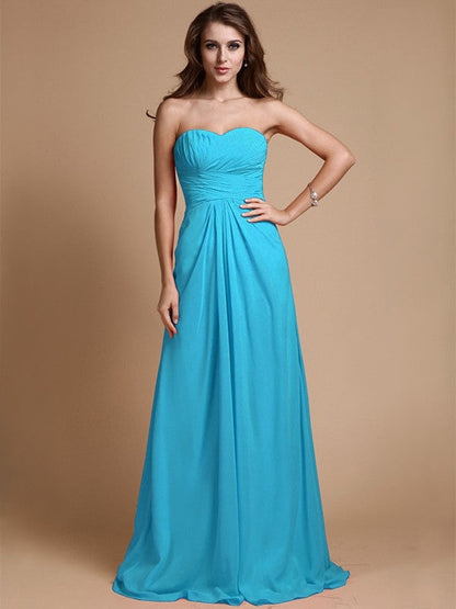 Gorgeous Sweetheart Sleeveless Ruffles Chiffon Long Bridesmaid Dresses