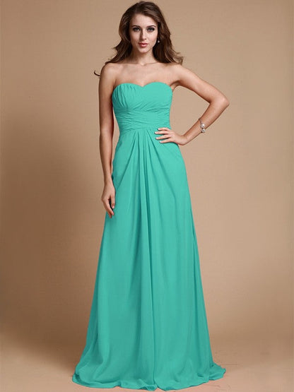 Gorgeous Sweetheart Sleeveless Ruffles Chiffon Long Bridesmaid Dresses