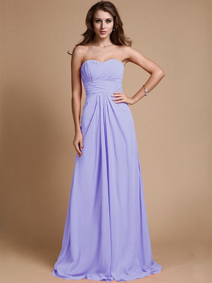 Gorgeous Sweetheart Sleeveless Ruffles Chiffon Long Bridesmaid Dresses