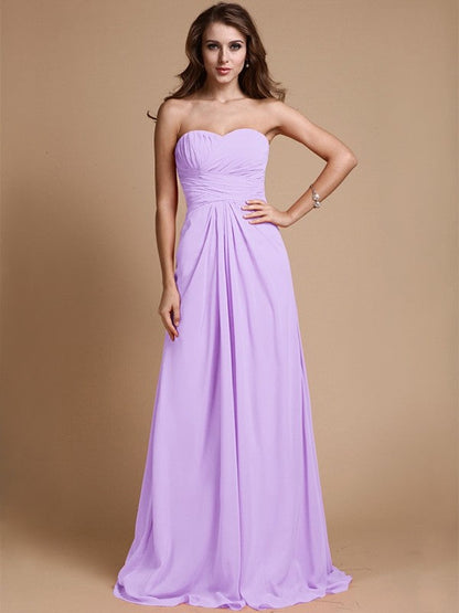 Gorgeous Sweetheart Sleeveless Ruffles Chiffon Long Bridesmaid Dresses