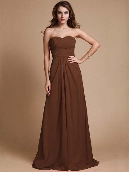 Gorgeous Sweetheart Sleeveless Ruffles Chiffon Long Bridesmaid Dresses