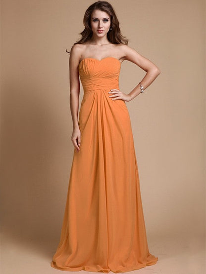 Gorgeous Sweetheart Sleeveless Ruffles Chiffon Long Bridesmaid Dresses