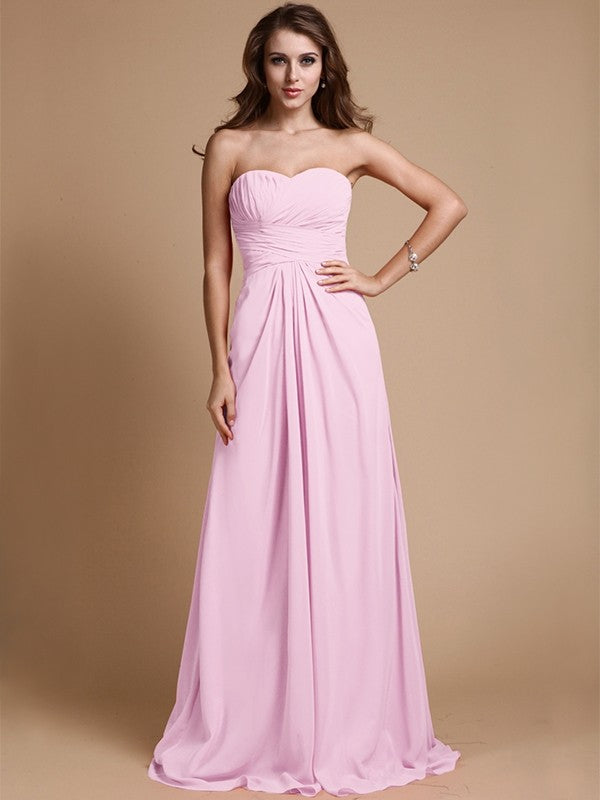 Gorgeous Sweetheart Sleeveless Ruffles Chiffon Long Bridesmaid Dresses