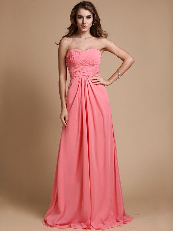 Gorgeous Sweetheart Sleeveless Ruffles Chiffon Long Bridesmaid Dresses