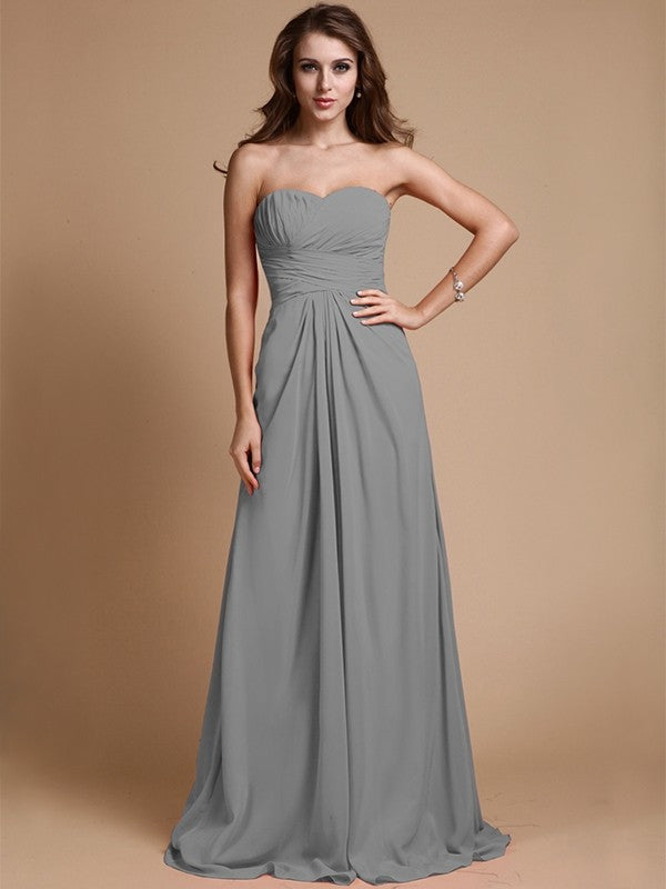 Gorgeous Sweetheart Sleeveless Ruffles Chiffon Long Bridesmaid Dresses