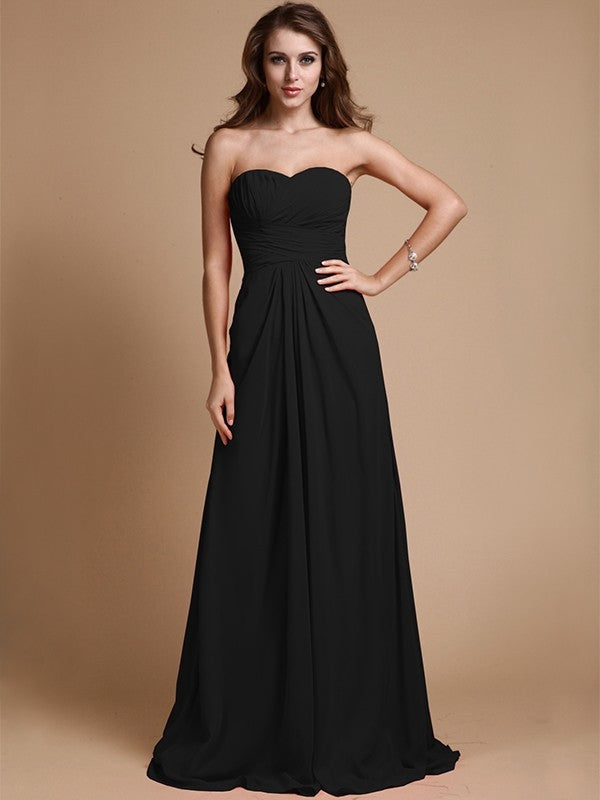 Gorgeous Sweetheart Sleeveless Ruffles Chiffon Long Bridesmaid Dresses