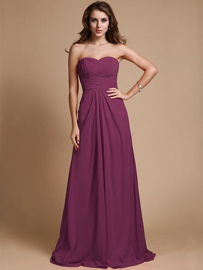 Gorgeous Sweetheart Sleeveless Ruffles Chiffon Long Bridesmaid Dresses