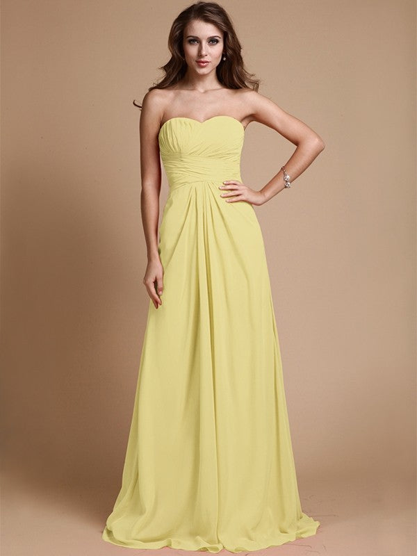 Gorgeous Sweetheart Sleeveless Ruffles Chiffon Long Bridesmaid Dresses