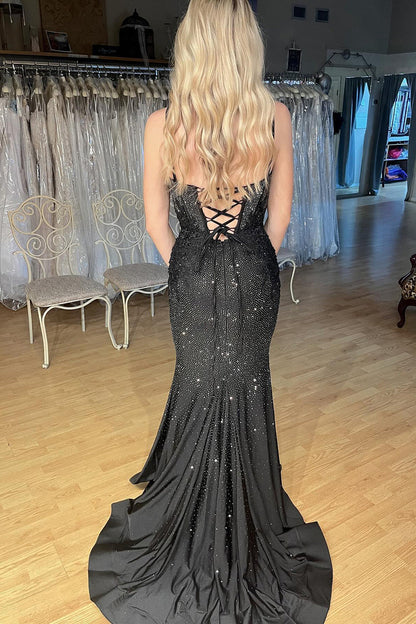 Hadley | Black Scoop Neck Mermaid Prom Dresses With Beading