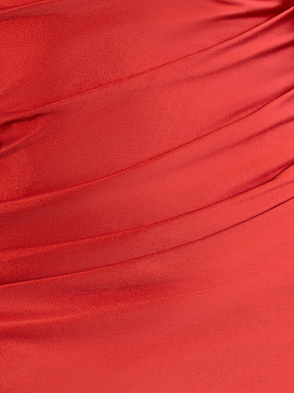 Hazel | Sheath Red One Shoulder Satin Tight Homecoming Dress