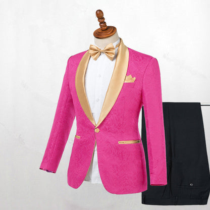 Hot Pink One Button Fashion Slim Fit Wedding Suits