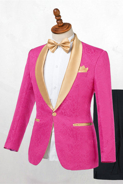 Hot Pink One Button Fashion Slim Fit Wedding Suits