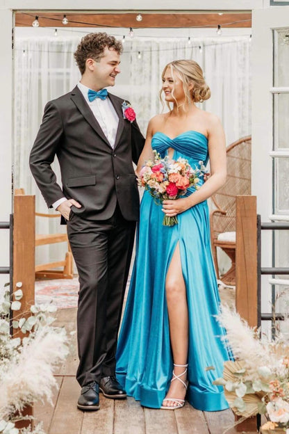 Leif |  A Line Sweetheart Royal Blue Keyhole Long Prom Dress