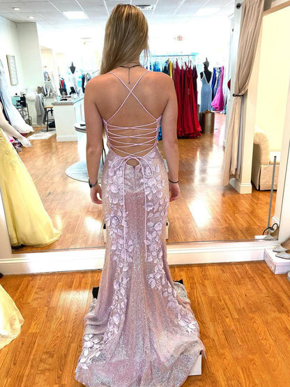 Haisley | Sheath Spaghetti Straps Sequin Prom Dress With 3D Appliques