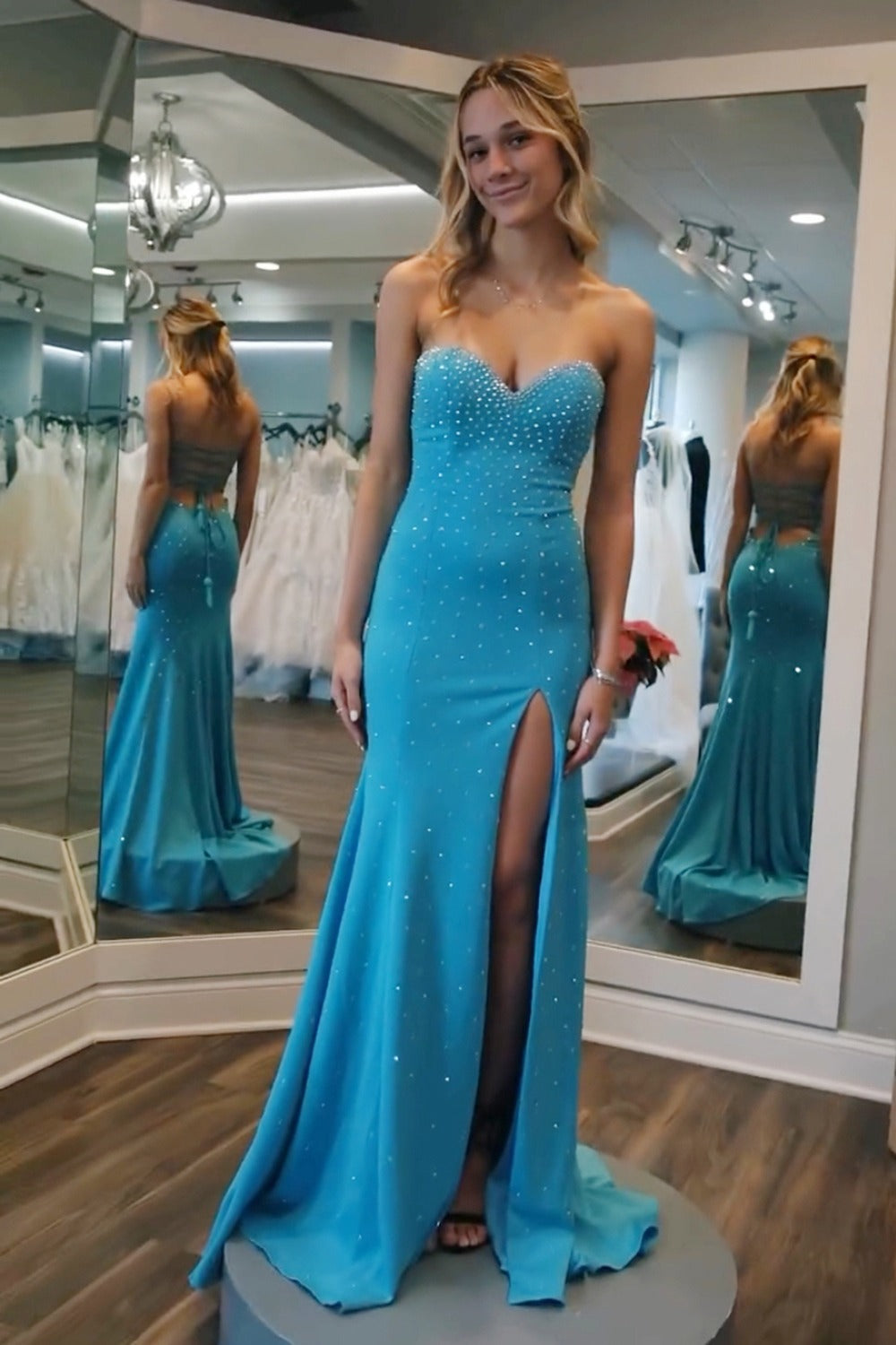 Mamie | Sweetheart Beaded Mermaid Long Prom Dress With Split