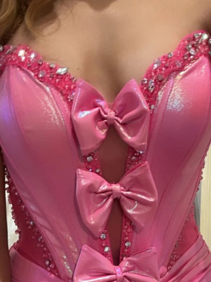 Mare | Hot Pink Sweetheart Mermaid Prom Dress with Bowknot