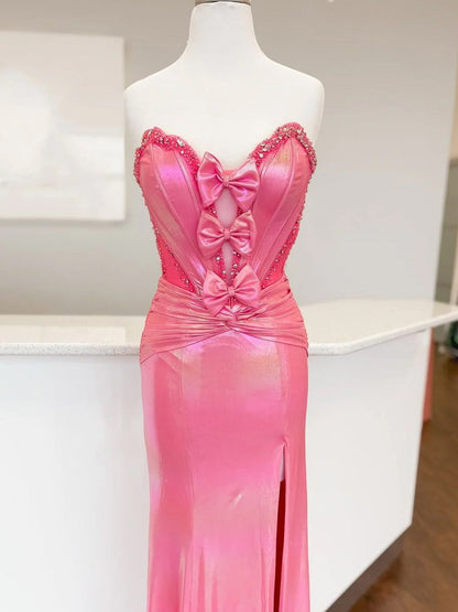 Mare | Hot Pink Sweetheart Mermaid Prom Dress with Bowknot