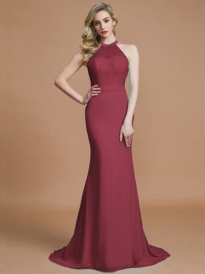 Mermaid Gorgeous Sleeveless Scoop Chiffon Bridesmaid Dresses