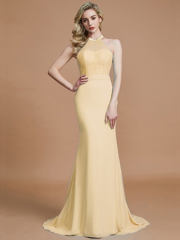 Mermaid Gorgeous Sleeveless Scoop Chiffon Bridesmaid Dresses