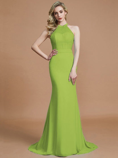 Mermaid Gorgeous Sleeveless Scoop Chiffon Bridesmaid Dresses