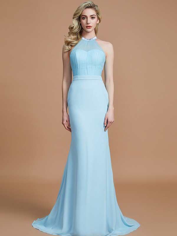 Mermaid Gorgeous Sleeveless Scoop Chiffon Bridesmaid Dresses