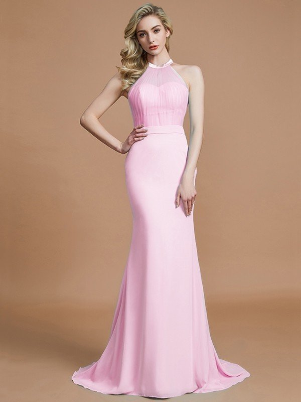 Mermaid Gorgeous Sleeveless Scoop Chiffon Bridesmaid Dresses