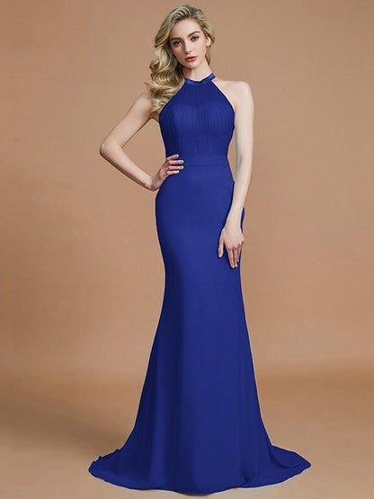 Mermaid Gorgeous Sleeveless Scoop Chiffon Bridesmaid Dresses