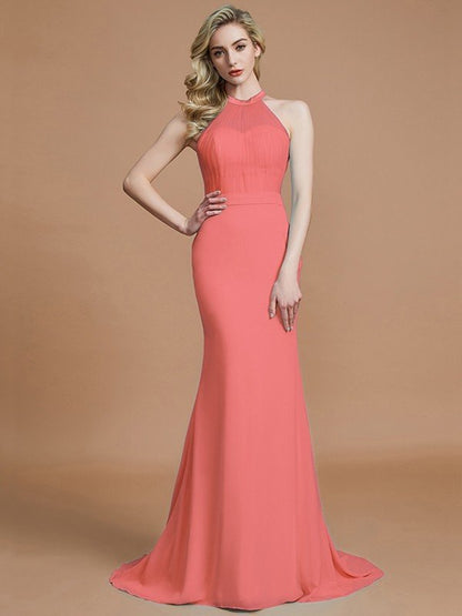 Mermaid Gorgeous Sleeveless Scoop Chiffon Bridesmaid Dresses