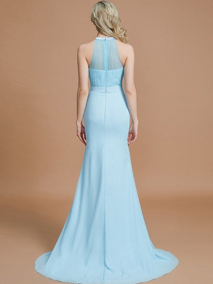 Mermaid Gorgeous Sleeveless Scoop Chiffon Bridesmaid Dresses