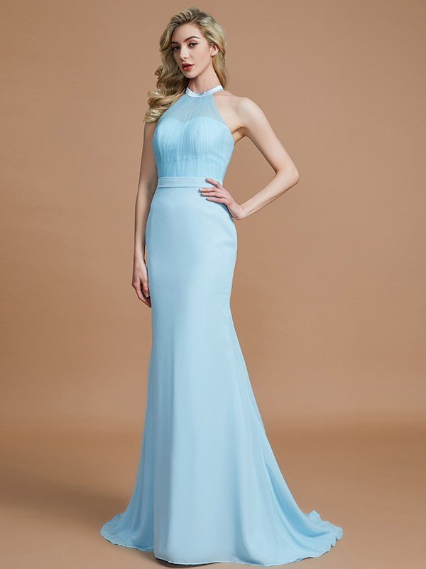 Mermaid Gorgeous Sleeveless Scoop Chiffon Bridesmaid Dresses