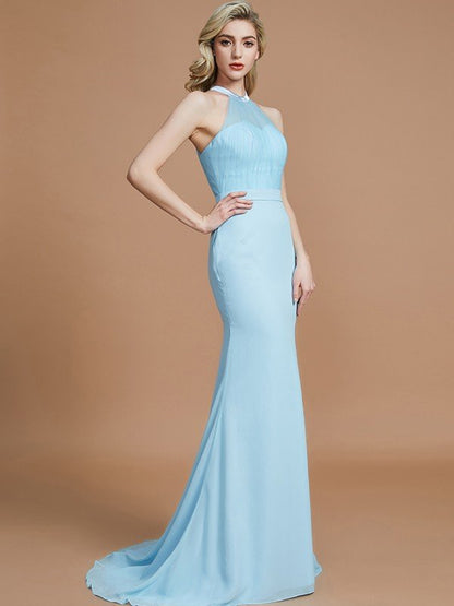 Mermaid Gorgeous Sleeveless Scoop Chiffon Bridesmaid Dresses