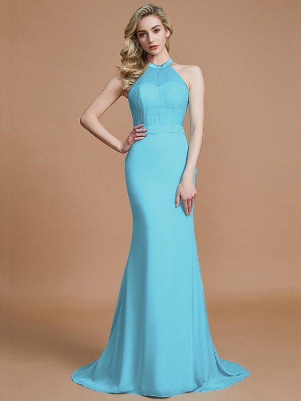 Mermaid Gorgeous Sleeveless Scoop Chiffon Bridesmaid Dresses